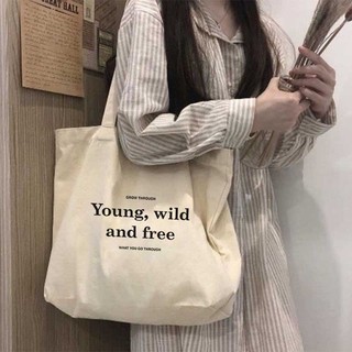 Túi tote, Túi vải bố canvas cotton ulzzang vintage đeo vai đi học đi chơi thời trang hàn quốc đựng vừa A4 - tota2018