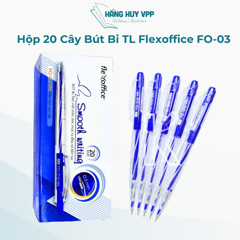 combo 20 bút bi Thiên Long FO-03 ngòi 0.5mm mực xanh/đỏ/đen cấu tạo 3 cạnh dễ cầm, mực không độc hại tiêu chuẩn quốc tế