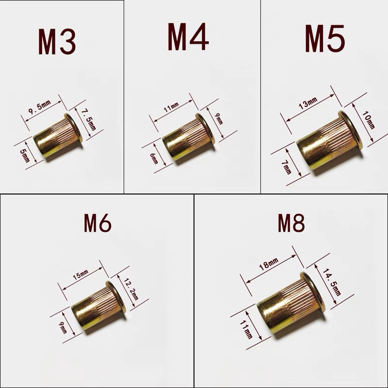 ốc tán rút ecu rút M3,M4,M5,M6,M8,M10,M12(100con)[không kèm vít rút,đầu ...
