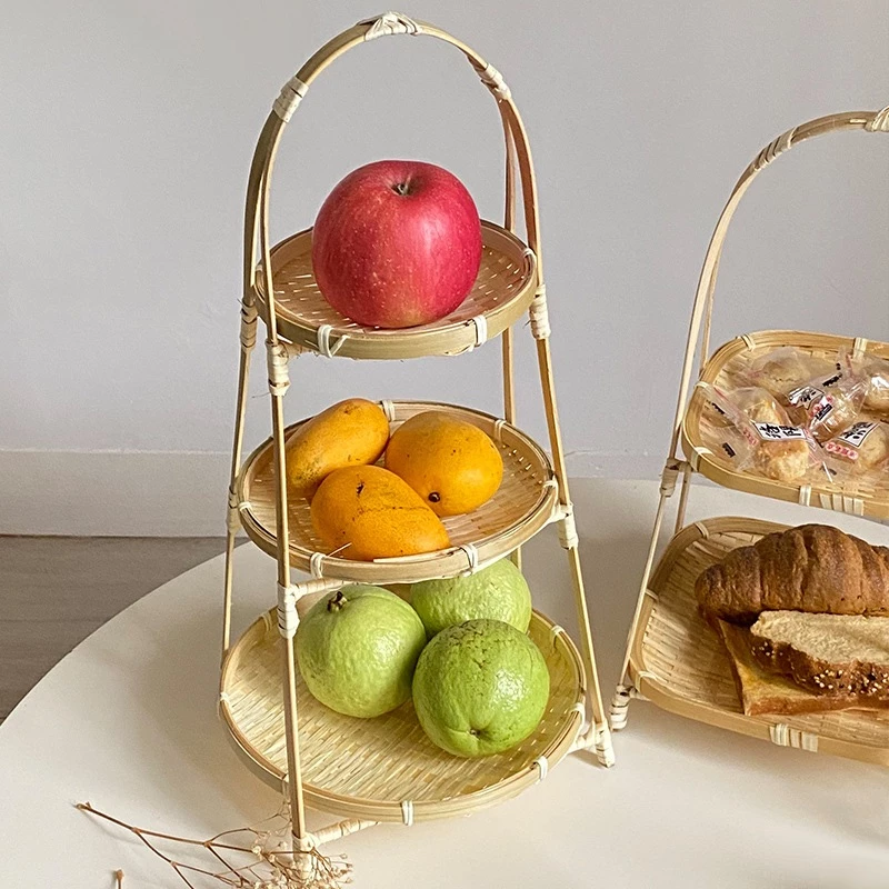 Mẹt tre tầng, mẹt tre 1 2 3 tầng đựng bánh kẹo mứt tết đồ ăn trang trí phụ kiện decor chụp ảnh