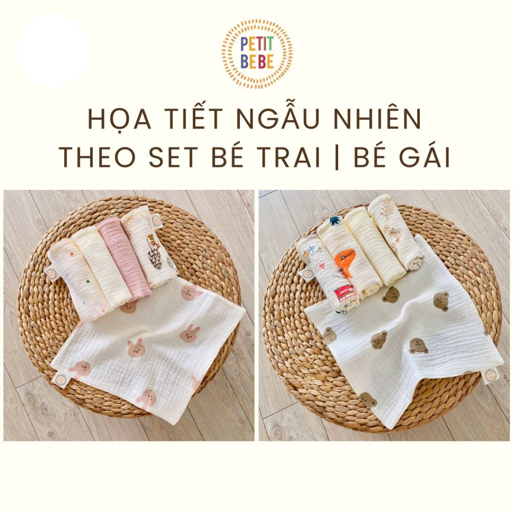Ảnh Khăn sữa cho bé Petit Bebe muslin thấm hút mềm mại cho làn da bé họa tiết bé trai bé gái 2