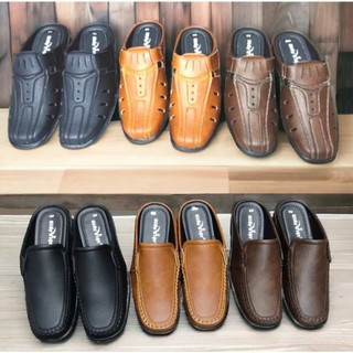 Giày sục nam giày lười nam giày nam không gót trung niên 3 màu đen nâu vàng bò đế khâu chắc chắn