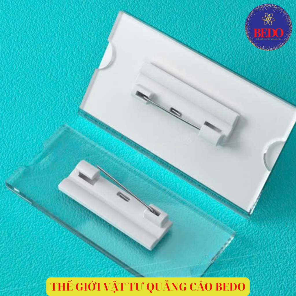 Bảng Tên Cài Áo BEDO Mica Nhựa Cao Cấp 20x60 20x70mm Ghim Cài Nhân Viên Văn Phòng Showroom