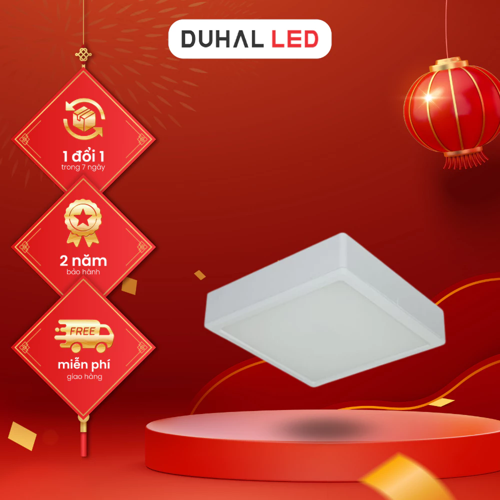 Đèn led ốp trần vuông 12W, 18W, 22W Duhal DGB0123, DGB0183, DGB0223, 6500K ánh sáng trắng