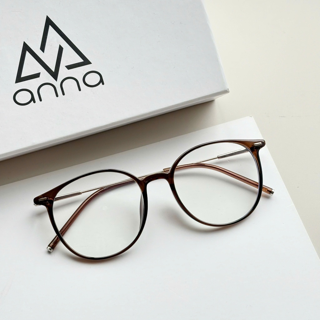 Ảnh Gọng kính cận thời trang nam nữ ANNA kim loại dáng tròn unisex cá tính OL 83083 1