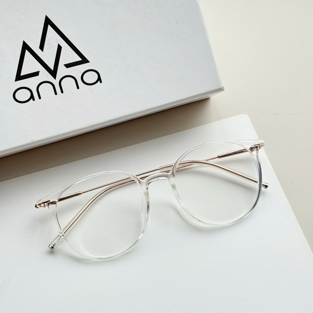 Ảnh Gọng kính cận thời trang nam nữ ANNA kim loại dáng tròn unisex cá tính OL 83083 2