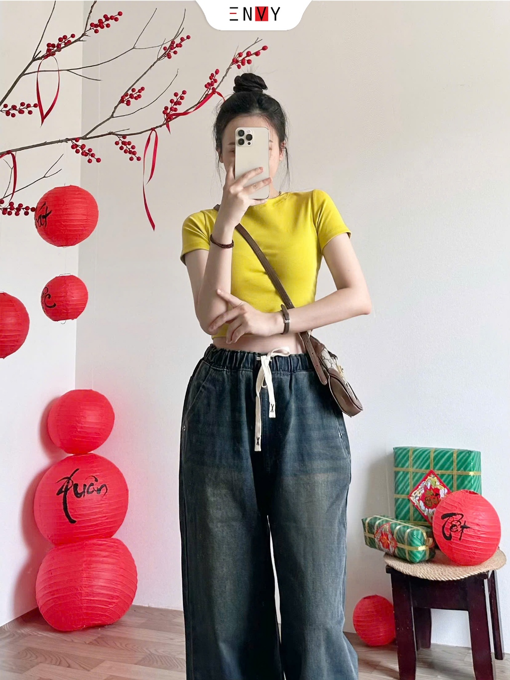 Ảnh Quần Jean Lưng Thun Nữ Dáng Dài Ống Rộng ENVY J156 3