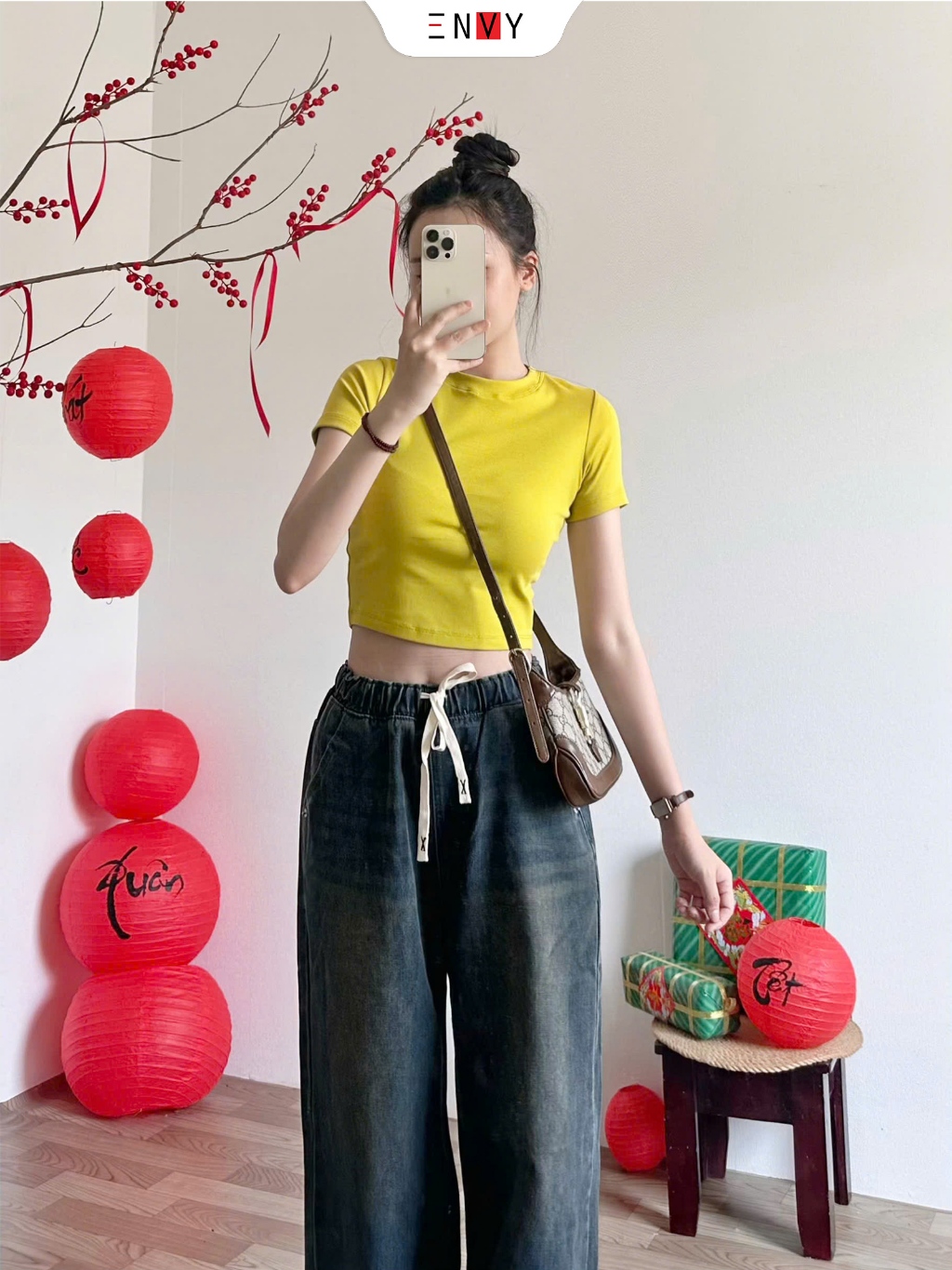 Ảnh Quần Jean Lưng Thun Nữ Dáng Dài Ống Rộng ENVY J156 2