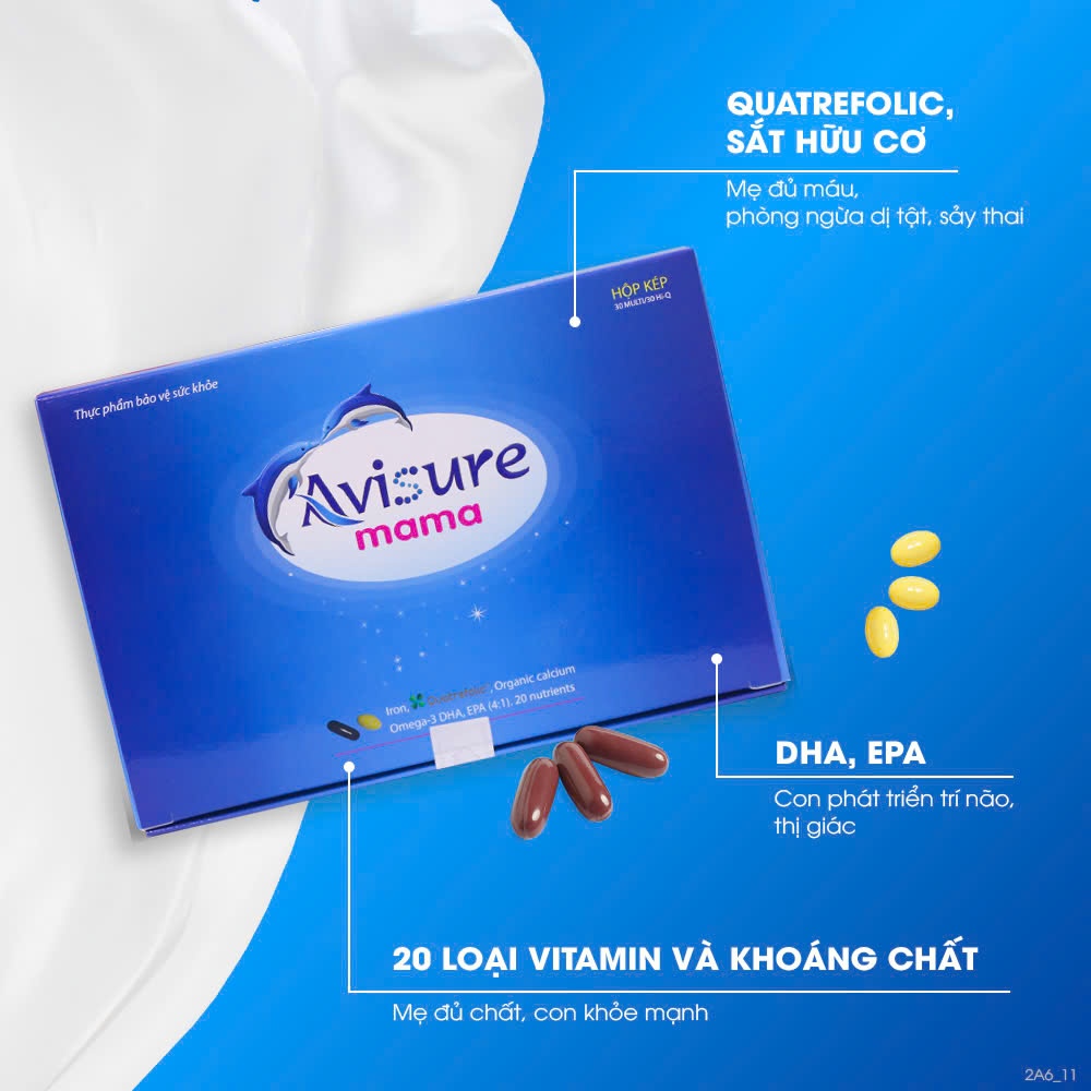 Ảnh Vitamin cho bà bầu Avisure Mama bổ sung đầy đủ vitamin khoáng chất, Sắt, DHA Hộp 60 viên 1