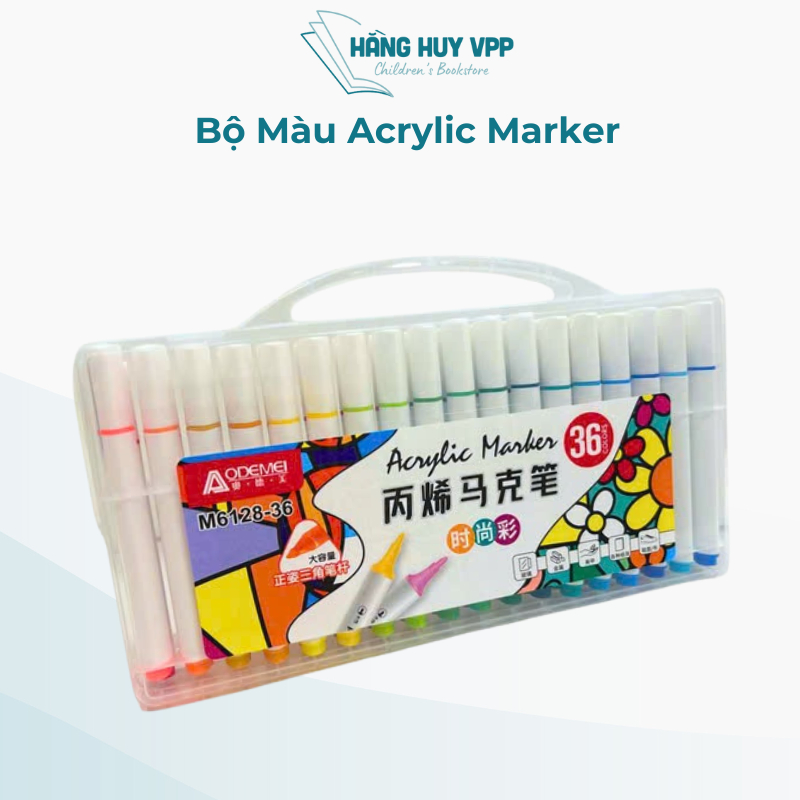 Bộ màu ACRYLIC MARKER  quai sách vẽ trên mọi chất liệu 12/18/24/36/48/60màu