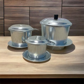 Phin cafe nhôm nhiều size, đủ kích cỡ từ nhỏ đến lớn phù hợp pha 1 ly cà phê hoặc pha nhiều ly cà phê dùng cho quán