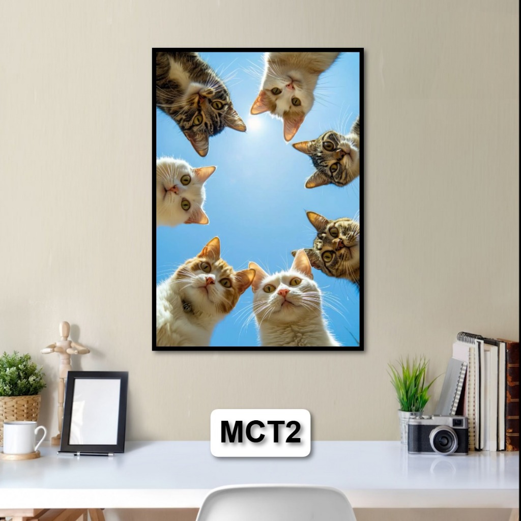 Tranh Mèo CuTe Dễ Thương - Tranh Tráng Gương Những Chú Mèo Ngộ Nghĩnh - Tranh Trang Trí Phòng Khách