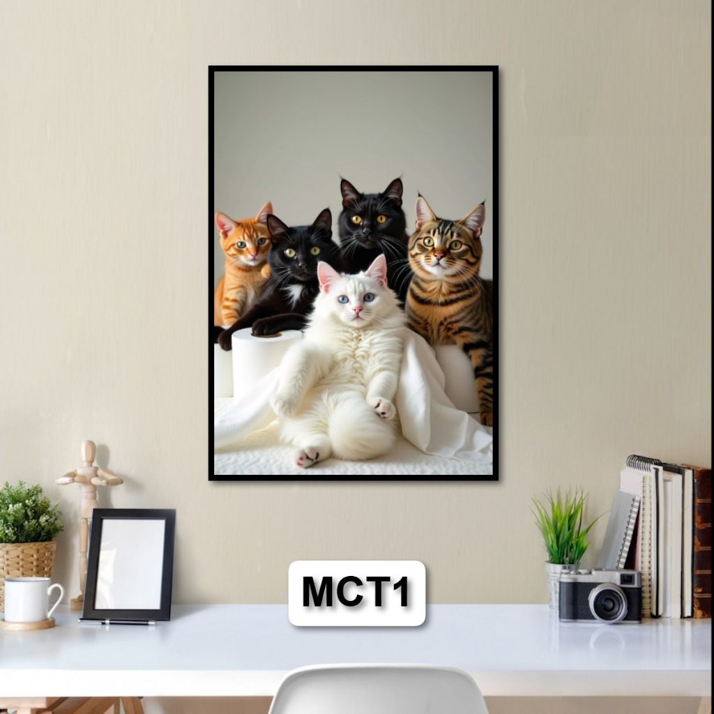 Tranh Mèo CuTe Dễ Thương - Tranh Tráng Gương Những Chú Mèo Ngộ Nghĩnh - Tranh Trang Trí Phòng Khách