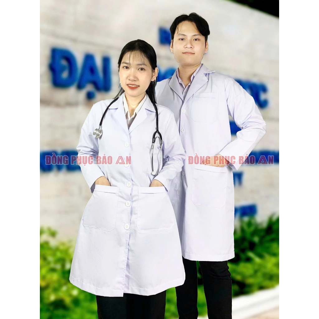 Áo Blouse Nam Nữ Thêu Logo Trường Cho Bác Sĩ, Sinh Viên Thực Tập