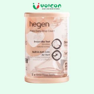 Set 2 Núm ti bình sữa Hegen cam kết chính hãng đủ size 0M+,1M+,3M+, 6M+, 9M+,6Y-cut cho bé