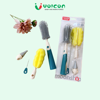 Cọ rửa bình Moonship silicon 2 chi tiết / 4 chi tiết,/2 chi tiết mút xốp .