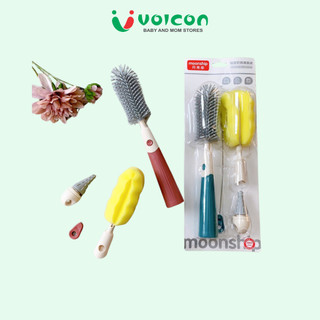 Cọ rửa bình Moonship silicon 2 chi tiết / 4 chi tiết,/2 chi tiết mút xốp .