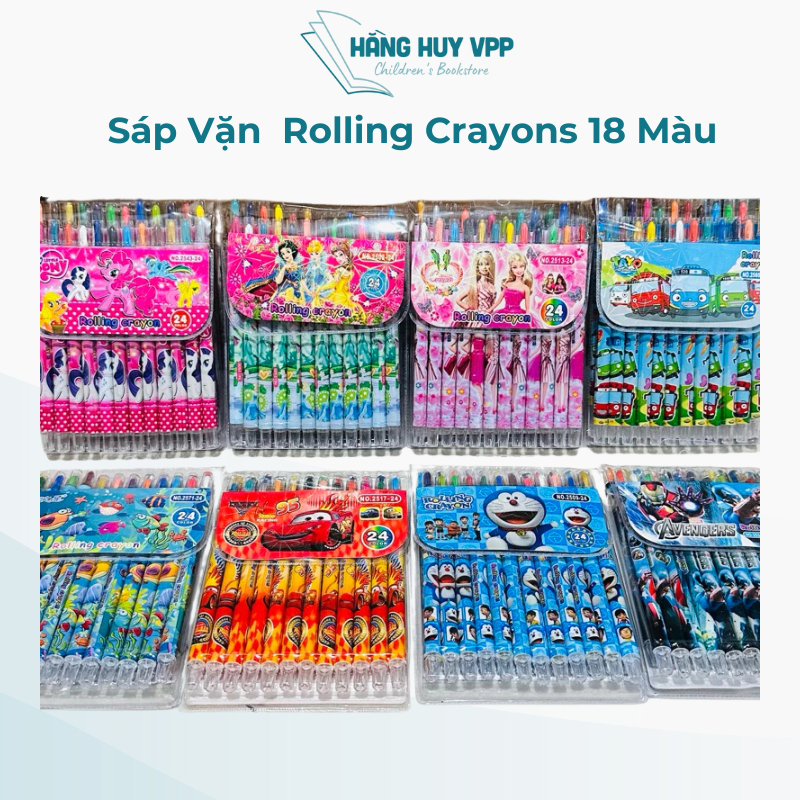 Hộp sáp vặn Rolling Crayons 18 màu hàng chất lượng