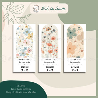 [KatinTown] Set 12 Nhãn Dán Decal Niên Phong Chủ Đề Hoa Open Me 6x13cm Chống Nước Màu Sắc Đẹp