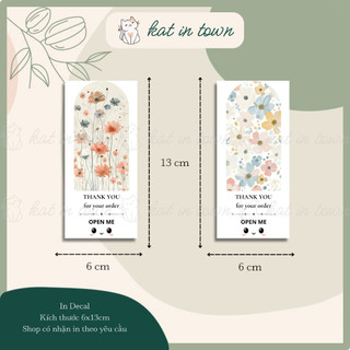 [KatinTown] Set 12 Nhãn Dán Decal Niên Phong Chủ Đề Hoa Open Me 6x13cm Chống Nước Màu Sắc Đẹp
