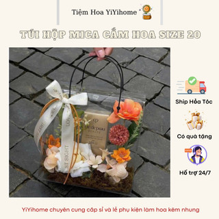 Túi Hộp Mica Trong Suốt Có Quai Xách Trang Trí Quà Tặng Và Decor Hoa Diy Handmade YiYihome
