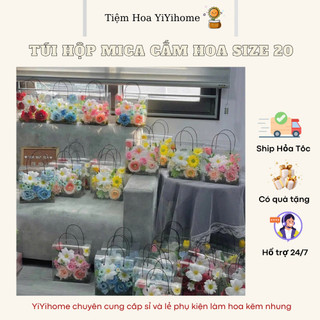 Túi Hộp Mica Trong Suốt Có Quai Xách Trang Trí Quà Tặng Và Decor Hoa Diy Handmade YiYihome