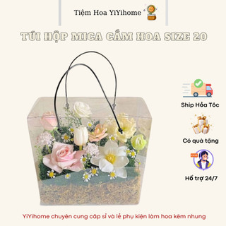Túi Hộp Mica Trong Suốt Có Quai Xách Trang Trí Quà Tặng Và Decor Hoa Diy Handmade YiYihome