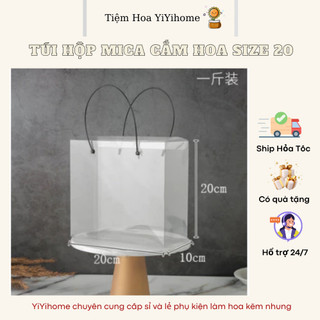 Túi Hộp Mica Trong Suốt Có Quai Xách Trang Trí Quà Tặng Và Decor Hoa Diy Handmade YiYihome