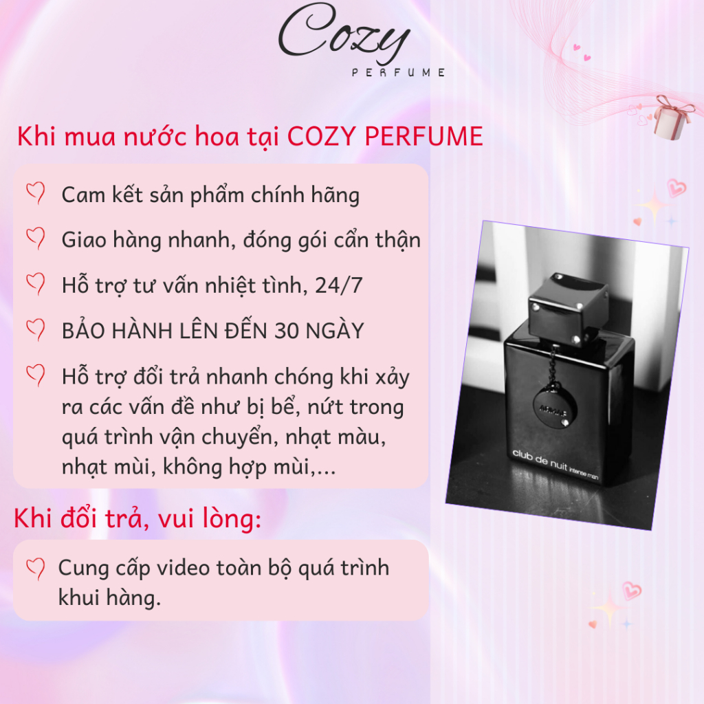Nước hoa nam Club De Nuit Man Chiết 5ml/10ml Hương thơm Nam tính Hấp dẫn Tinh tế-Cozy Perfume