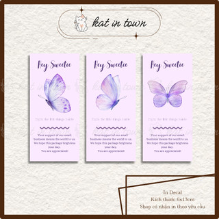 [KatinTown] Set 12 Nhãn Dán Decal Niên Phong Chủ Đề Bướm Tím 6x13cm Chống Nước Màu Sắc Đẹp
