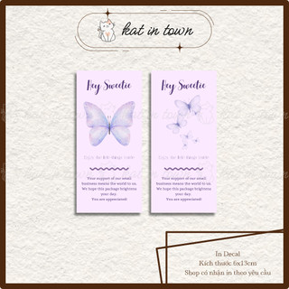 [KatinTown] Set 12 Nhãn Dán Decal Niên Phong Chủ Đề Bướm Tím 6x13cm Chống Nước Màu Sắc Đẹp
