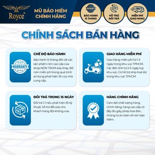 Mũ bảo hiểm 3/4 đầu Royce Helmet Xh01 có 2 kính cho nam nữ đi xe máy bảo hành 12 tháng