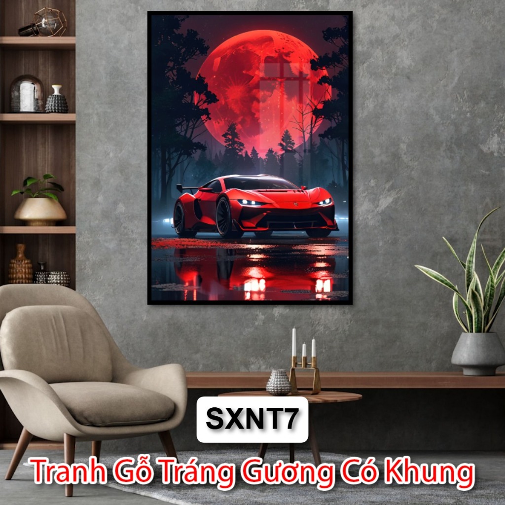 Tranh Treo Tường Siêu Xe Nghệ Thuật - Tranh Tráng Gương Chủ Đề Siêu Xe - Tranh Trang Trí Phòng Khách