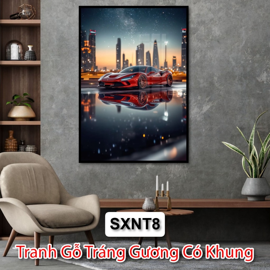 Tranh Treo Tường Siêu Xe Nghệ Thuật - Tranh Tráng Gương Chủ Đề Siêu Xe - Tranh Trang Trí Phòng Khách