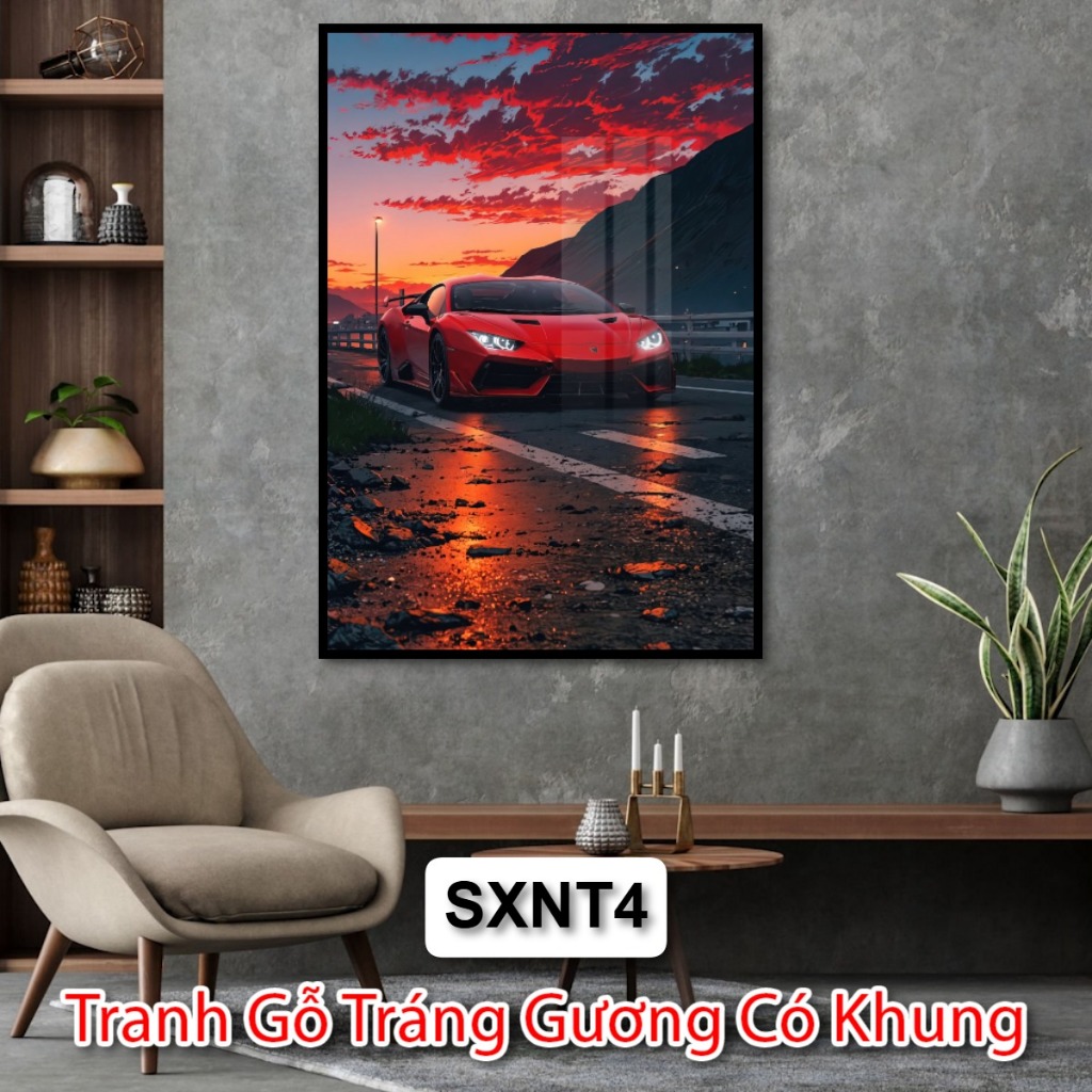 Tranh Treo Tường Siêu Xe Nghệ Thuật - Tranh Tráng Gương Chủ Đề Siêu Xe - Tranh Trang Trí Phòng Khách