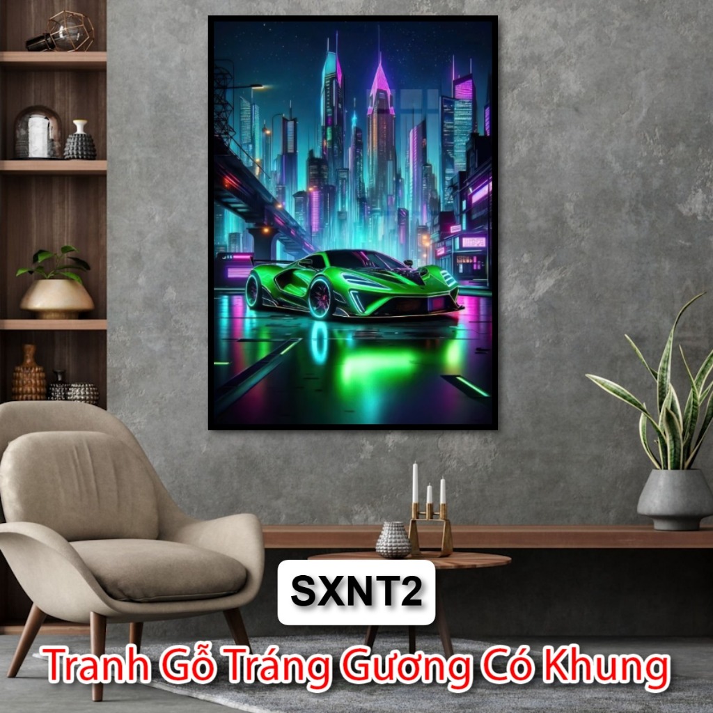 Tranh Treo Tường Siêu Xe Nghệ Thuật - Tranh Tráng Gương Chủ Đề Siêu Xe - Tranh Trang Trí Phòng Khách