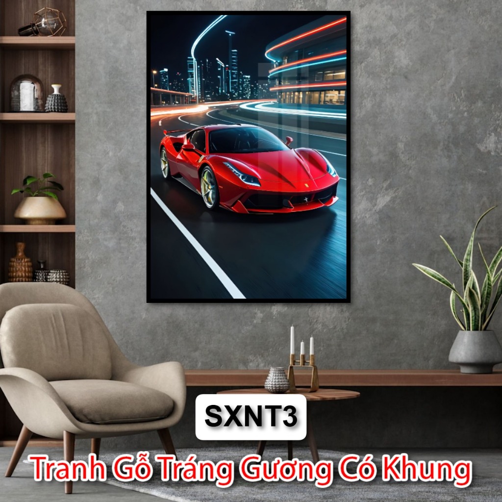 Tranh Treo Tường Siêu Xe Nghệ Thuật - Tranh Tráng Gương Chủ Đề Siêu Xe - Tranh Trang Trí Phòng Khách