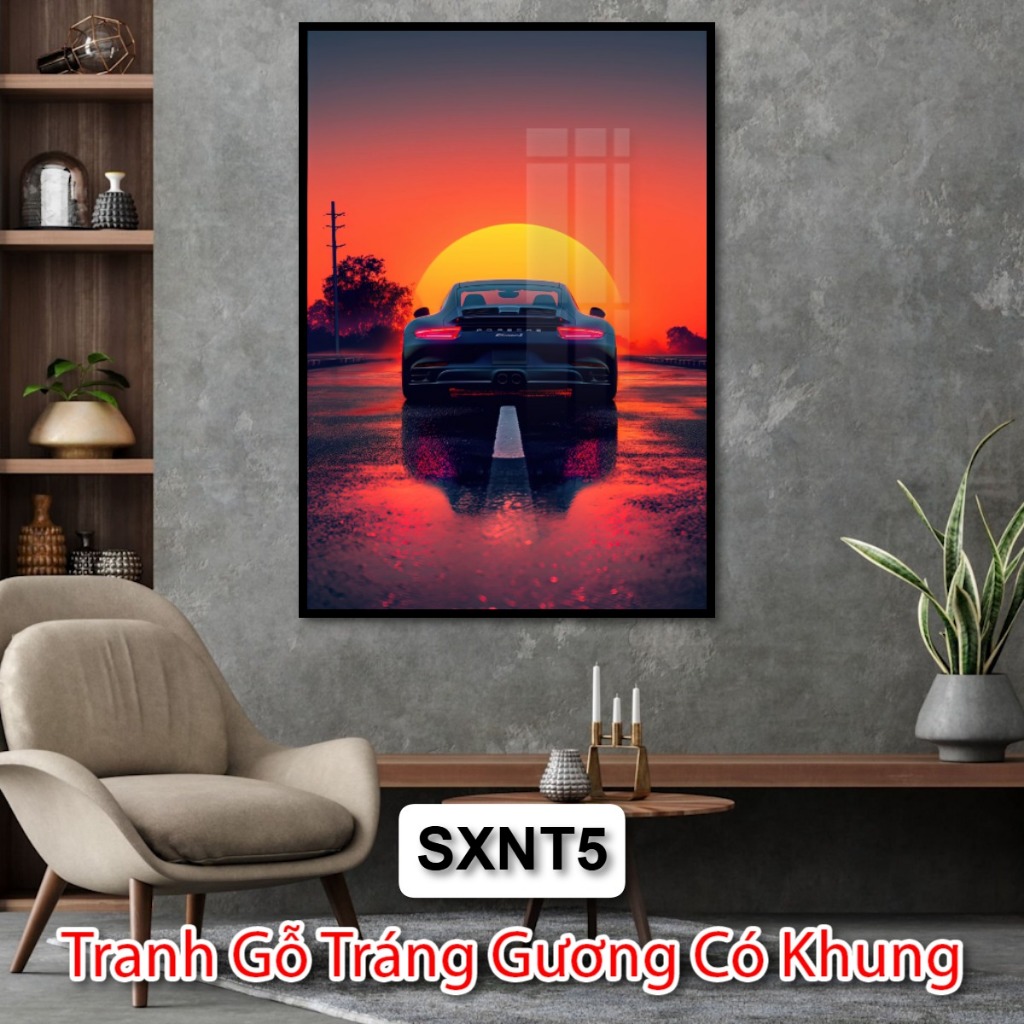 Tranh Treo Tường Siêu Xe Nghệ Thuật - Tranh Tráng Gương Chủ Đề Siêu Xe - Tranh Trang Trí Phòng Khách