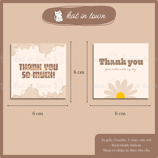 [KatinTown] COMBO 24 Thẻ Cảm Ơn, Thank You Vintage - Size 6x6cm - Giấy Couche Cán Màng Mờ 1 Mặt