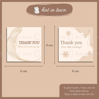 [KatinTown] COMBO 24 Thẻ Cảm Ơn, Thank You Vintage - Size 6x6cm - Giấy Couche Cán Màng Mờ 1 Mặt