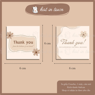 [KatinTown] COMBO 24 Thẻ Cảm Ơn, Thank You Vintage - Size 6x6cm - Giấy Couche Cán Màng Mờ 1 Mặt