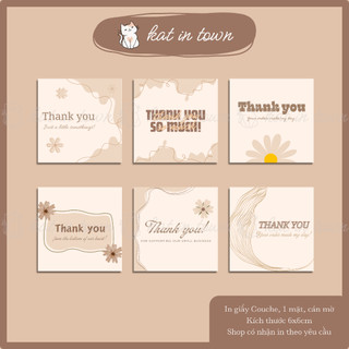 [KatinTown] COMBO 24 Thẻ Cảm Ơn, Thank You Vintage - Size 6x6cm - Giấy Couche Cán Màng Mờ 1 Mặt