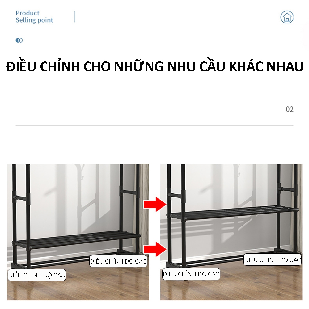 Giá treo quần áo, giá phơi đồ cao cấp, chất liệu thép phủ sơn tĩnh điện, chịu tải tốt đa năng, tiện lợi