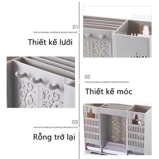 Ống Đựng Dao Đũa Muỗng Dán Tường, Để Bàn Nhà Bếp Họa Tiết Cây Trúc,Khay Kệ Để Đồ Treo Tường Đa Năng
