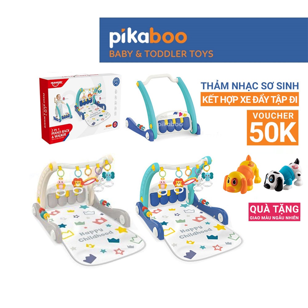Ảnh Đồ chơi thảm nhạc cho bé Pikaboo, thiết kế kiểu dáng mới 2 trong 1 thảm nhạc kết hợp xe đẩy tập đi 1