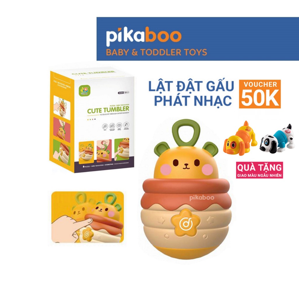 Ảnh Đồ chơi lật đật gấu phát nhạc Pikaboo, có đèn sáng và âm thanh vui nhộn, chất liệu an toàn cho bé 1