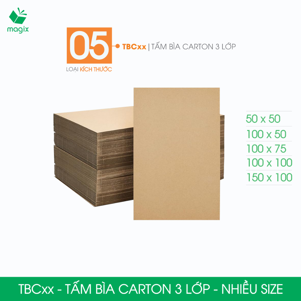 TBCx - Bìa carton ba lớp nguyên tấm cứng cáp - Nhiều size - Bìa gói ...