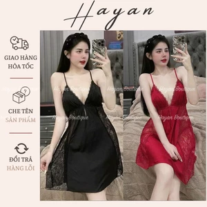 HT162 Váy ngủ sexy phối ren hông xuyên thấu tôn dáng,đầm ngủ lụa mặc nhà gợi cảm HT162