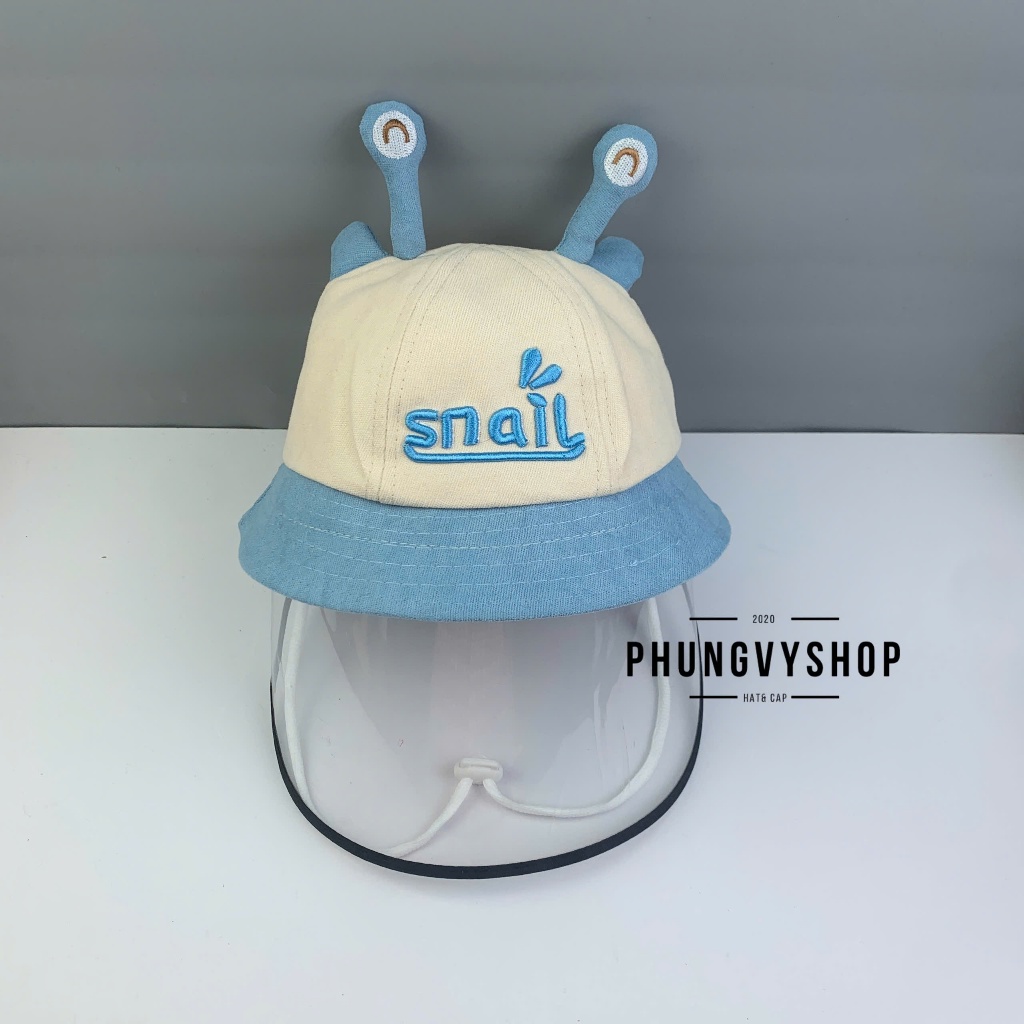 BÉ Dưới 2 Tuổi_Mũ chống giọt bắn chắn gió bụi mưa bucket tai bèo vành phungvyshop-nón / Bo "KIẾNG" SNAIL/