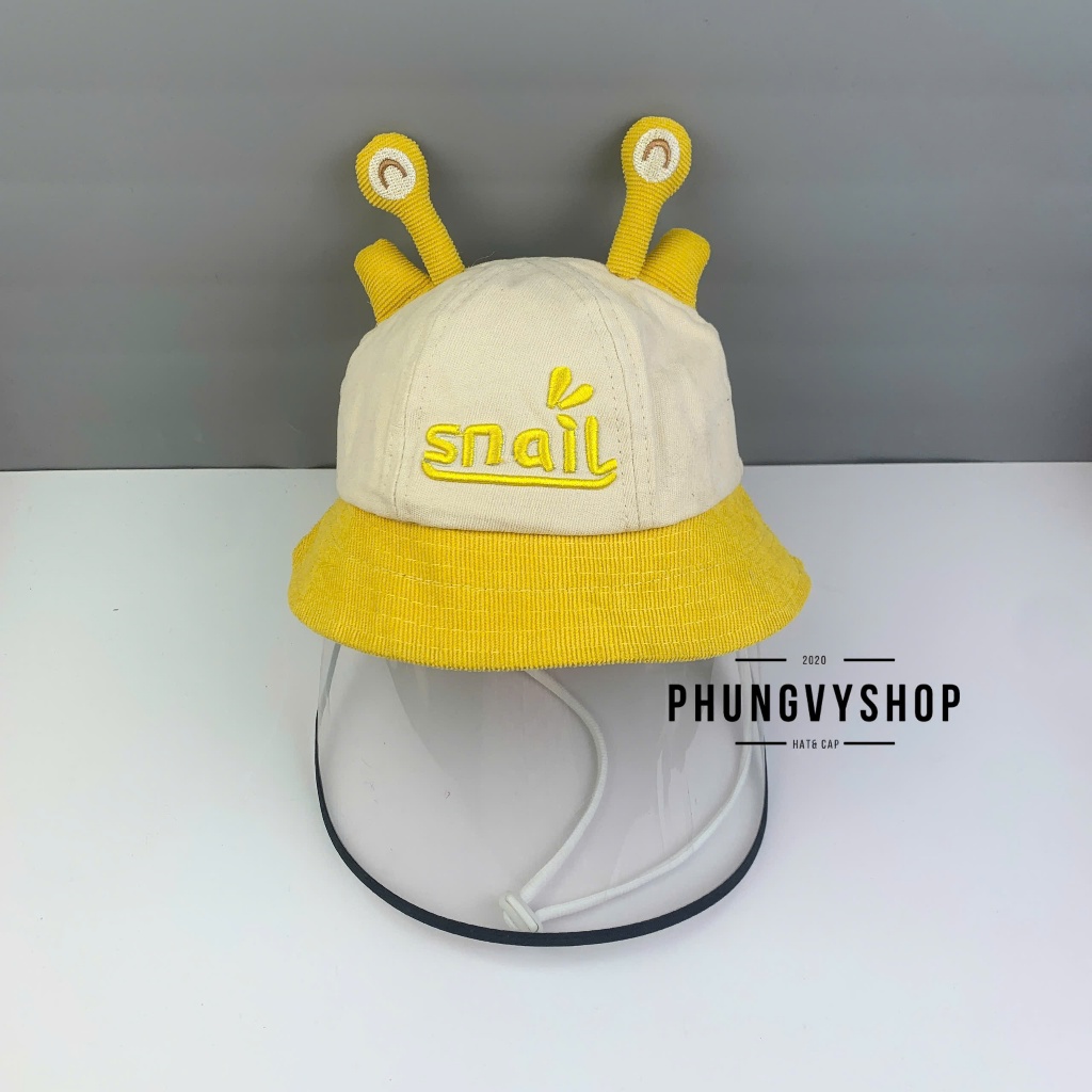 BÉ Dưới 2 Tuổi_Mũ chống giọt bắn chắn gió bụi mưa bucket tai bèo vành phungvyshop-nón / Bo "KIẾNG" SNAIL/